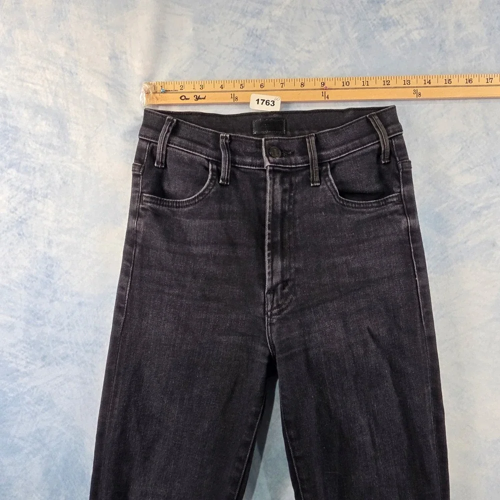 MOTHER Hustler Ankle Fray High Rise Flare‎ Jeans Faded Black Size 25